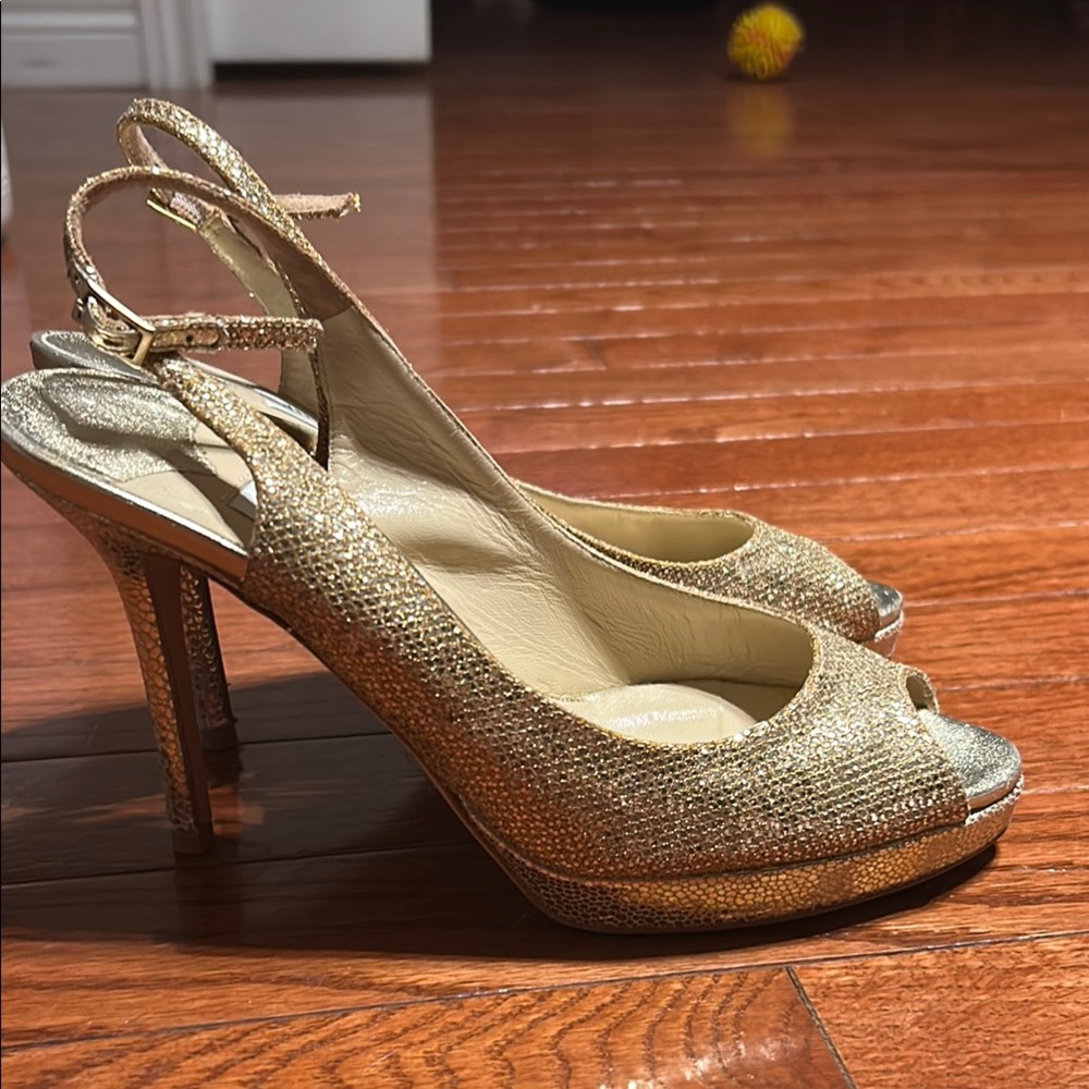 Jimmy Choo Glittering Gold Slingback Heels - Picture 4 of 14
